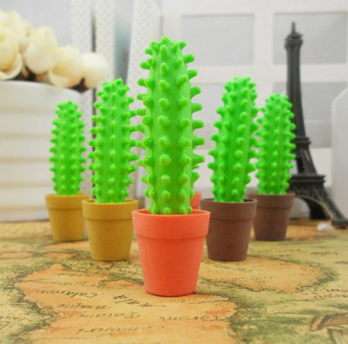 サボテン消しゴム DCMA 文房具 トイ 消しゴム さぼてん 鉢植え 立体 3D トゲトゲ 2個